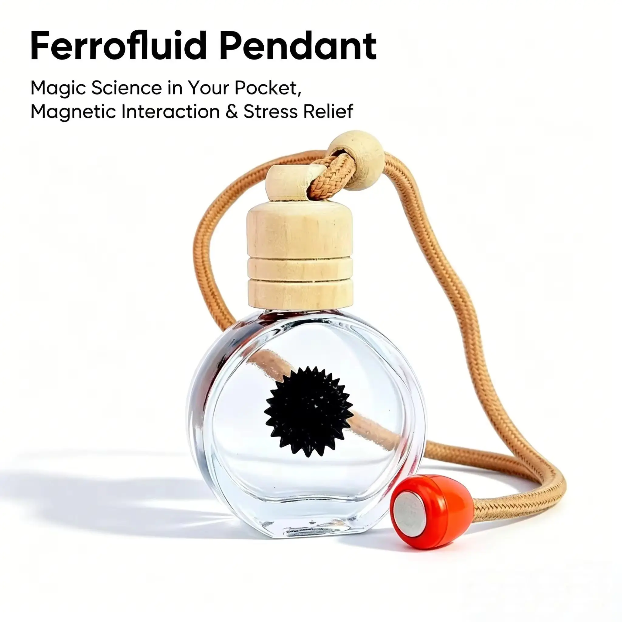 Black Tech Magnetic Fluid Pendant Toy Liquid Ferrofluid Fidget Necklace Stress Relief Desktop Ornament Casual Decor Present