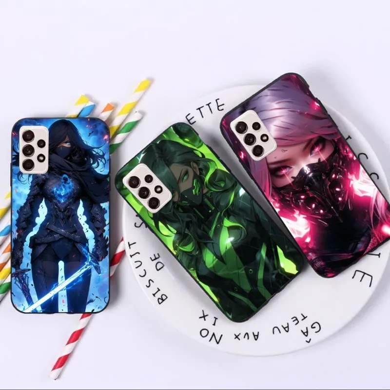 Worrier Girl Mobile Cell Phone Case for Samsung A91 A81 A73 A72 A71 A30S A20 A12 A13 A52 A53 4G 5G Black Soft Phone Cover Funda