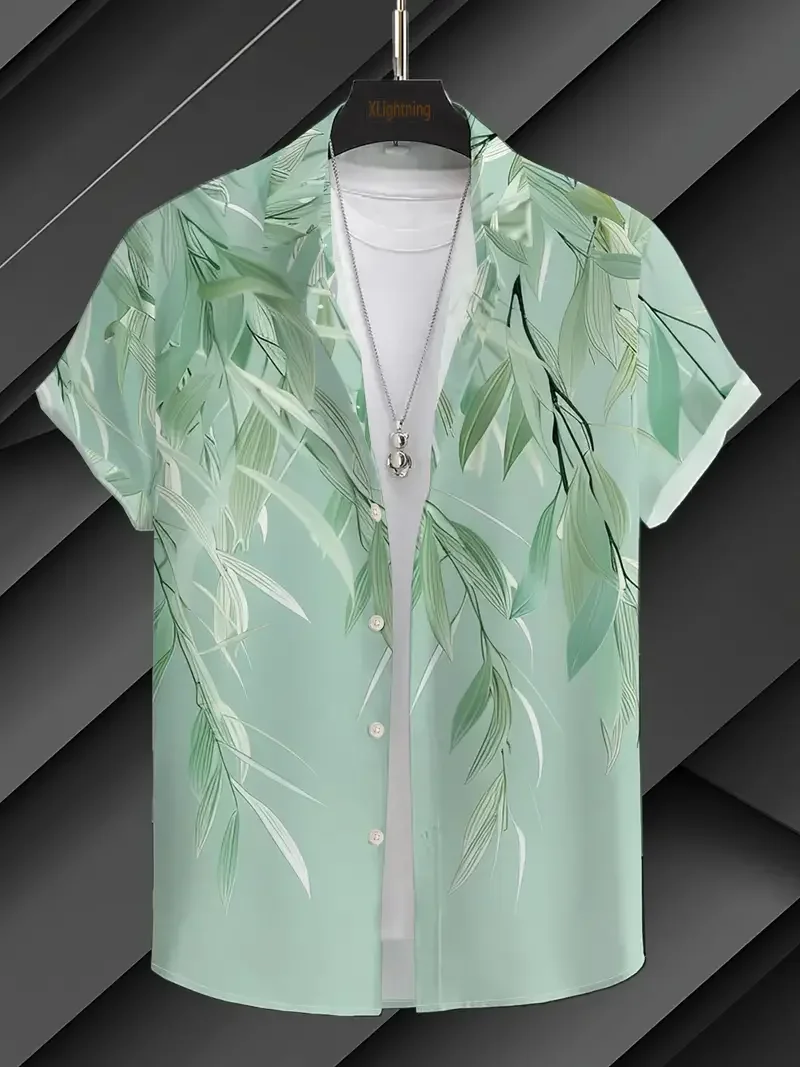Hawaiian Shirt Summer Crisp Simple Everyday Men's And Women's Lapel Button-down Top Oversized Cool Casual Cloting