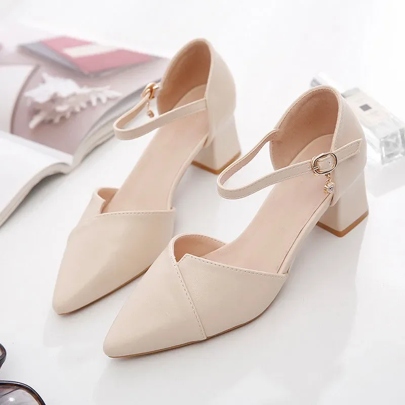 Women Fashion Beige Plus Size High Quality Square Heel Shoes Lady Classic Comfort European Stylish Black Pumps Green Shoes E59