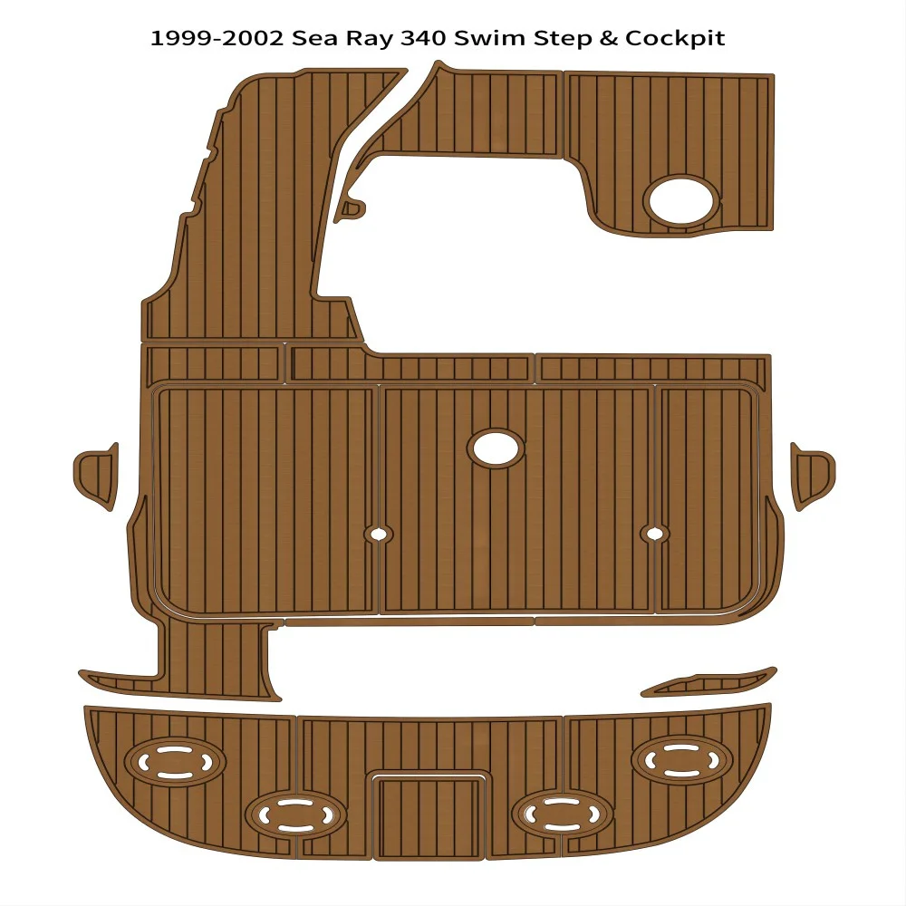 

1999-2002 Sea Ray 340 Swim Platform Cockpit Pad Boat EVA Foam Teak Floor Mat Backing Self Adhesive SeaDek Gatorstep Style