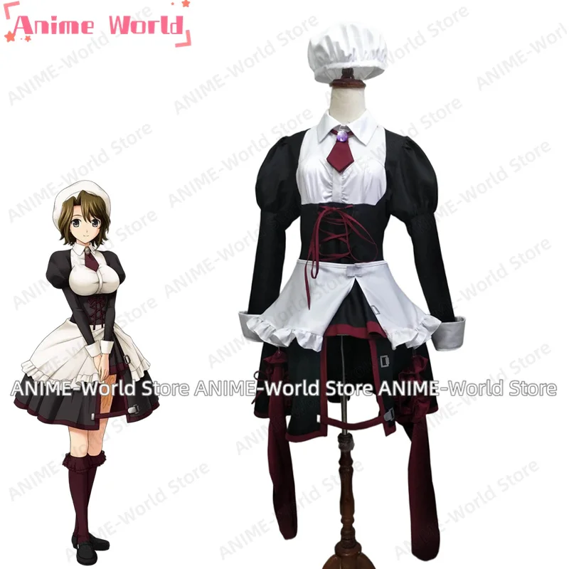《Custom Size》Game When they cry Shannon Cosplay Costume Women's Maid Uniform Headwear Halloween Party Lolita Dress