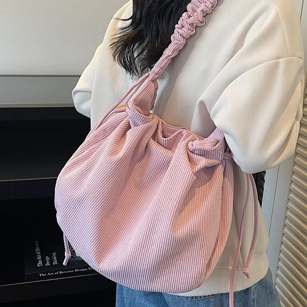 

Модная многоцветная большая сумка, вельветовая сумка на плечо с морщинами, однотонная сумка через плечо большой вместимости, пригородная сумка