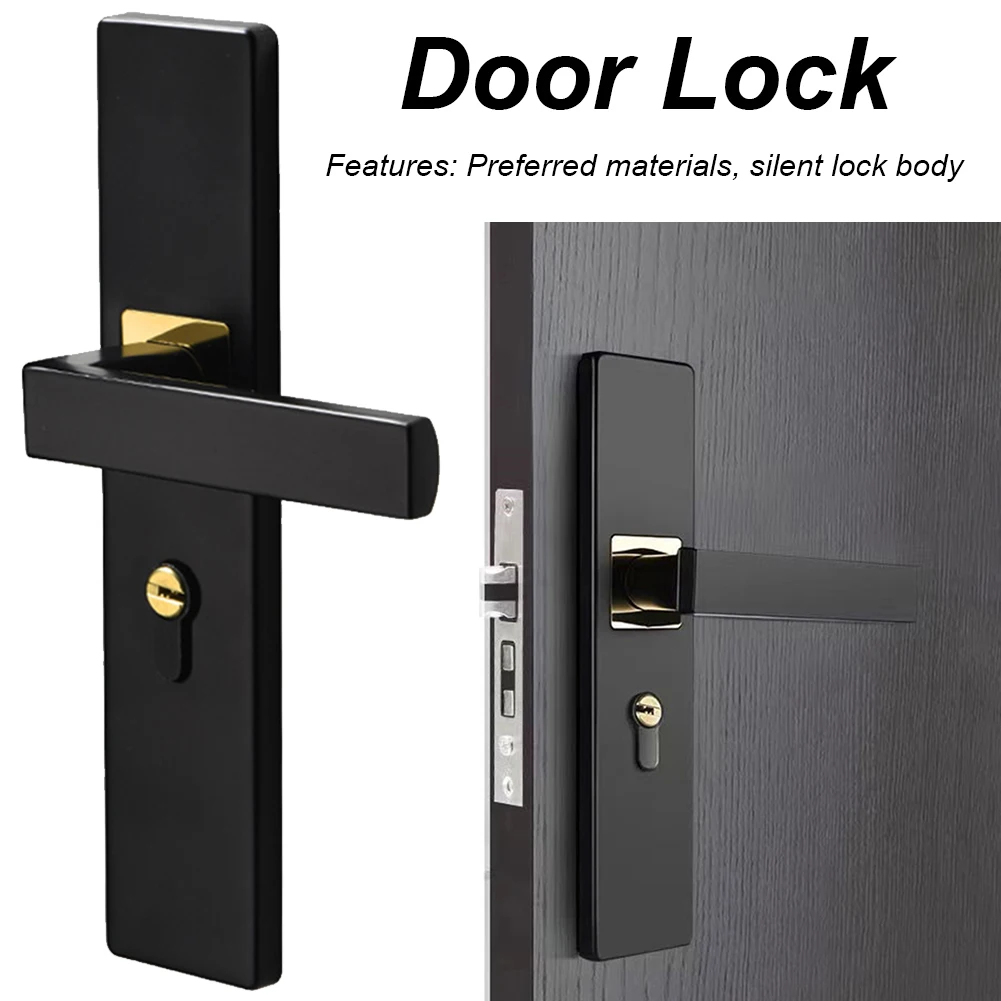 

Mute Door Lock Anti-theft Mechanical Door Lock Split Handle Door Handle Lock with Keys Security Entrance for Bedroom Bathroom