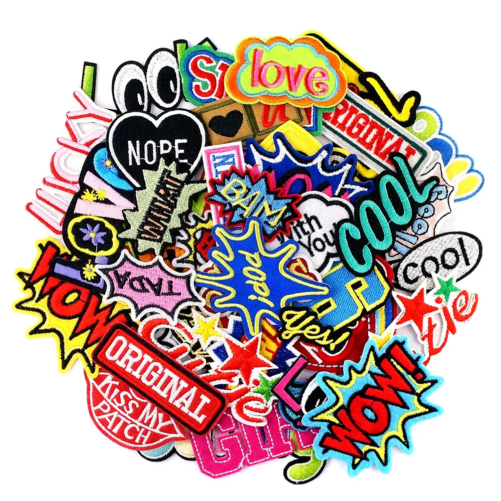 45Pcs/Lot LOVE LUCKY LOOK CUTIE Iron On Patches Apparel Sewing Fabric Handmade Appliques For Clothing Parche WIHT YOU