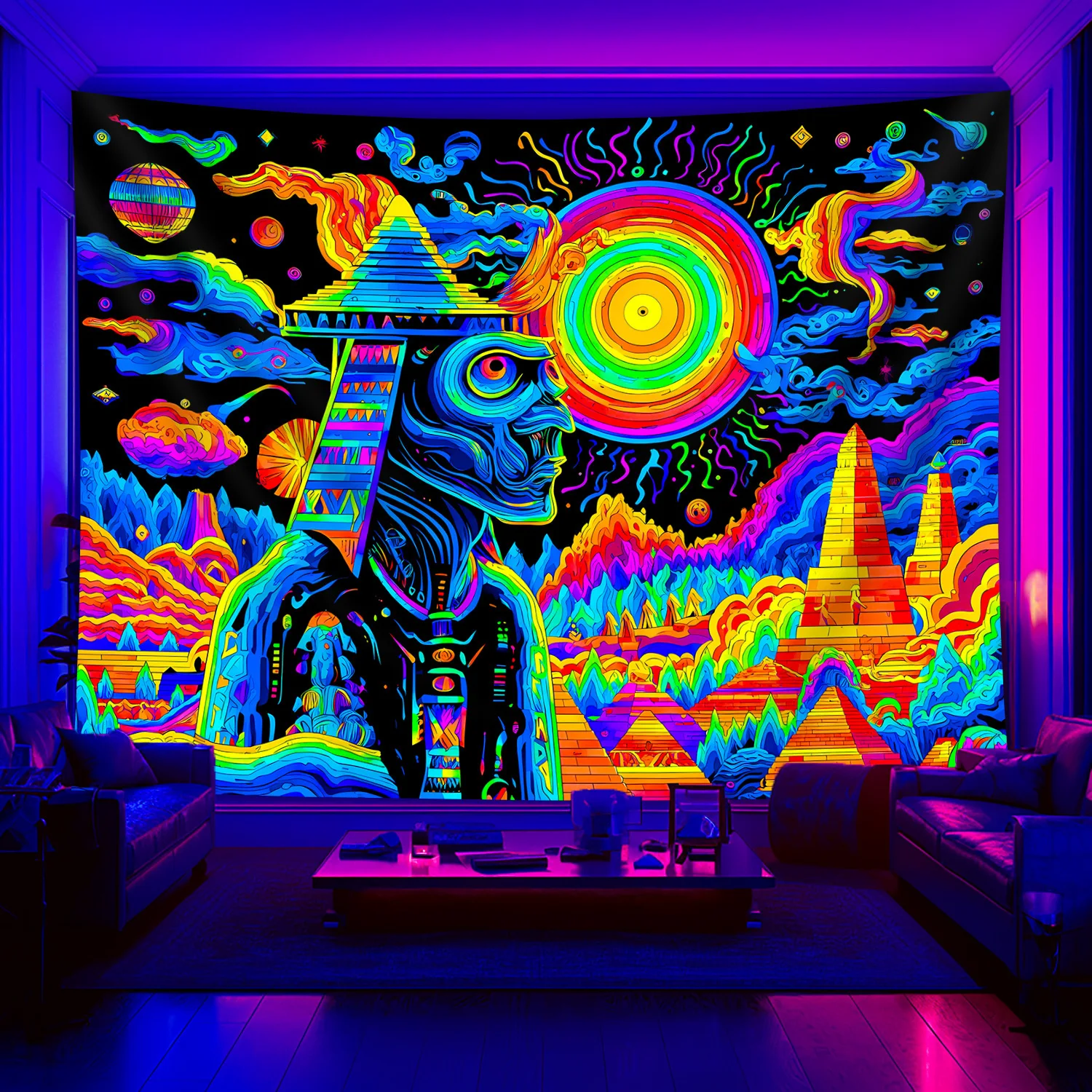 VIKAMA Fantasy Psychedelic Tapisserie Wohnzimmer Feature Wand Musik Party Thema Gästezimmer Dekor Heimtextilien