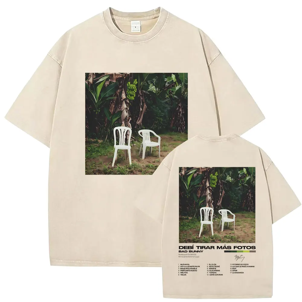 

Washed Vintage Rapper Bad Bunny Debi Tirar Mas Fotos DTMF Album Graphic T-shirts Men's Women Hip Hop Fashion Oversized T Shirts