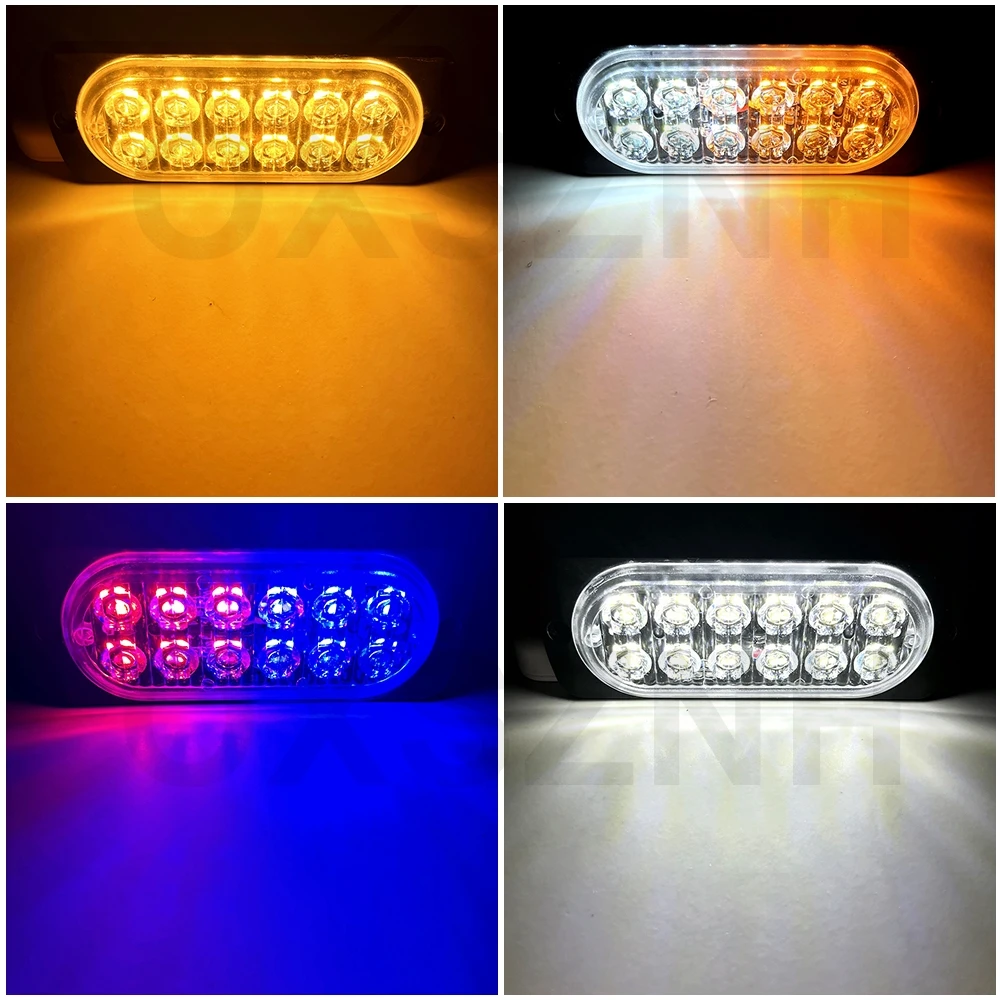 12 LED Strobe Lights Emergency Flashing Beacon Warning Light 12V 24V Stroboscopes For Auto DRL Car Truck Police Amber Red Blue