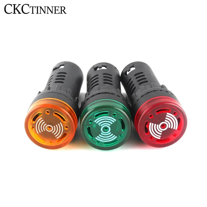 1pcs AD16-22SM 12V 24V 220V 380V 22mm Flash Signal Light Red LED Active Buzzer Beep Alarm Indicator Red Green Yellow Panel Mount