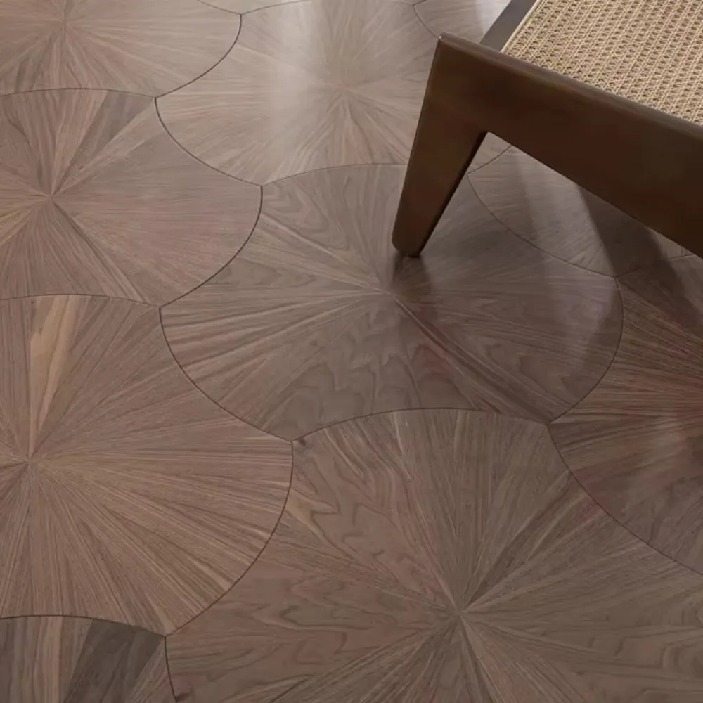 맞춤형 오크 연꽃 모양 마루, 고품질 마루 스타일 목재 바닥, 월넛 마루