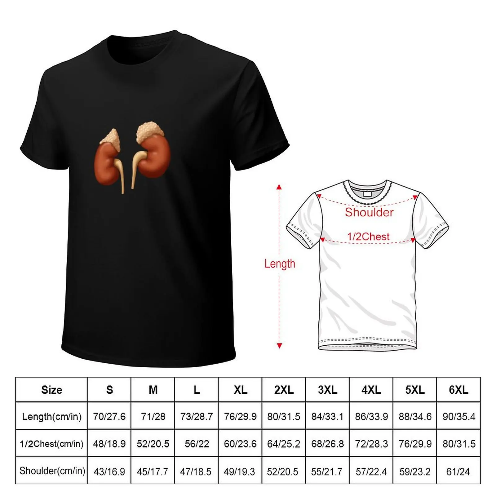 Human Kidneys with Adrenal Glands, Medical Illustration T-Shirt blacks boys whites plain white t shirts men