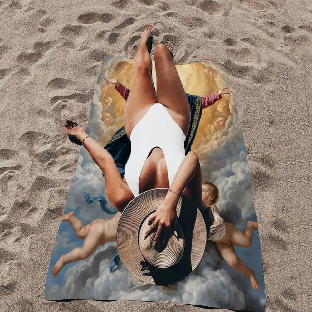 Vintage Virgin Mary Beach Towel Colorful Bath Towels for Girl Microfiber Quick Dry Custom Sand Free Beach Yoga Spa Gym Pool