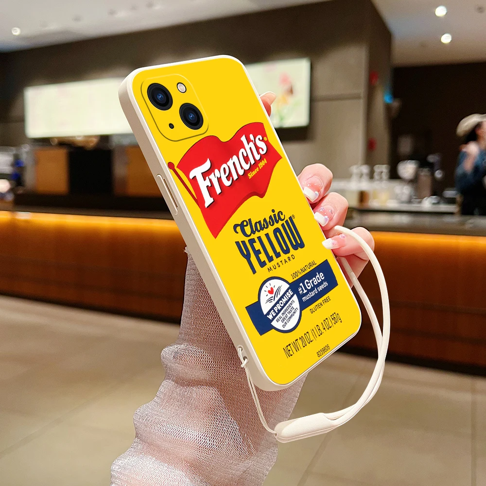 Fashion H-Heinz Tomatos Ketchup mustard Phone Case For iPhone 15 14 13 12 11 Pro Max X XR 8 Plus  Silicone Cases with Hand Strap