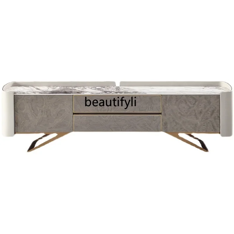 

Light luxury post-modern audio-visual cabinet Italian minimalist floor TV cabinet coffee table combination