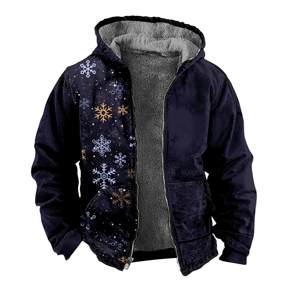 Men's Winter Jackets Coats,snowflake retro Pattern Cotton Clothes Overcoat Wrinkle-resistant Outdoor Traveling