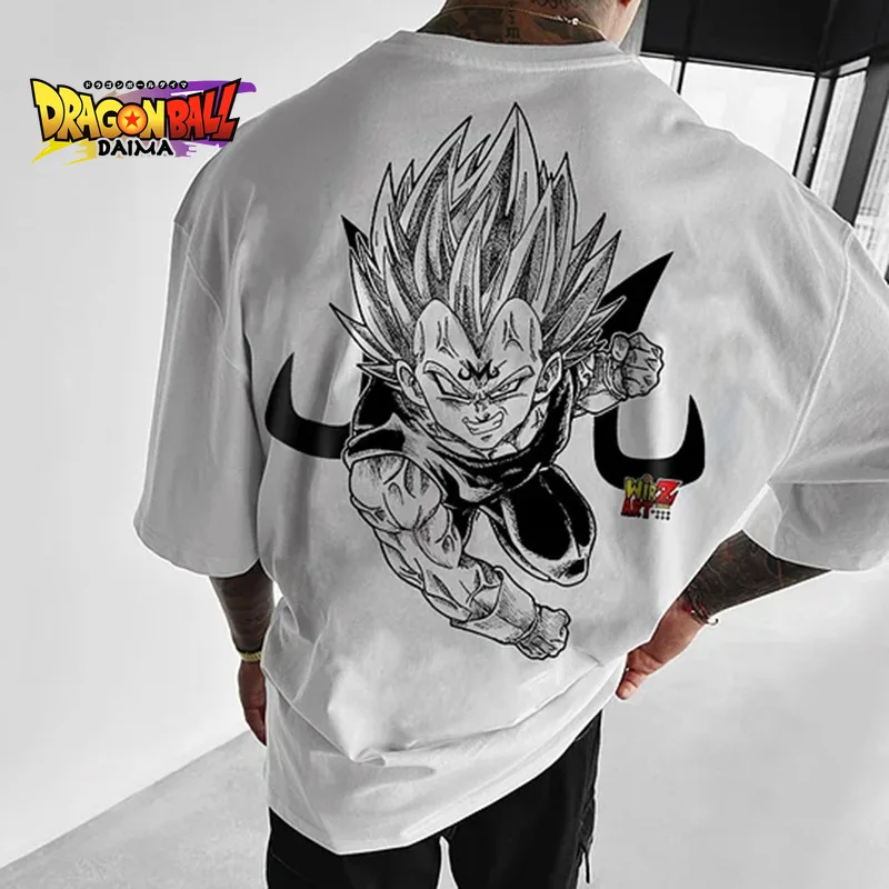 Magliette da uomo estive Dragon Ball Majin Stampa grafica Manica corta Tee Cotone Casual Oversize Streetwear Y2k Top Anime Cosplay