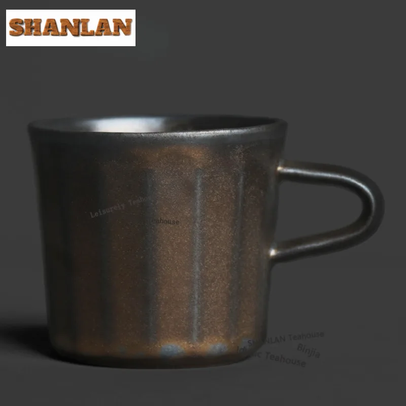 

230ml Kiln Fambe Vertical Stripe Coffee Mug Oatmeal Breakfast Mug Afternoon Tea Mug Office Water Cup Tableware Ornaments Gifts