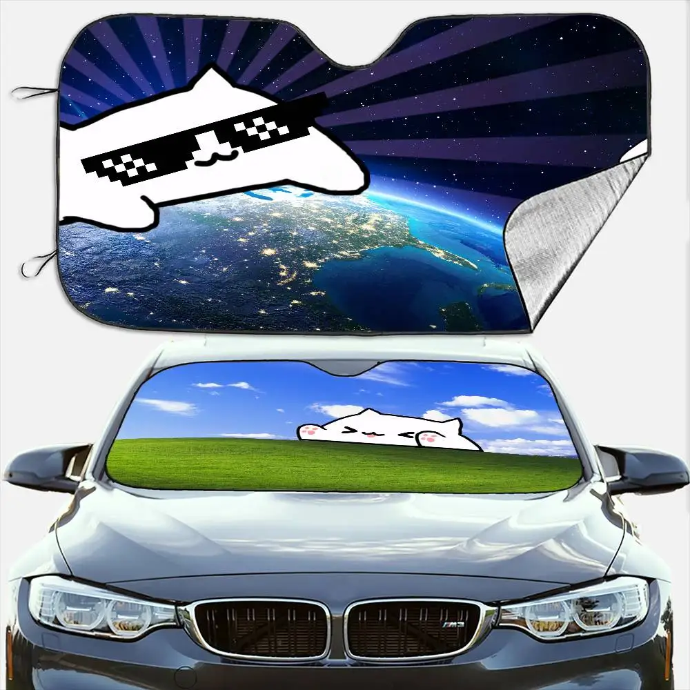 Funny Bongo Cat Car SunShade Windshield Anti-UV Car Window Windscreen Cover Sun Shade Auto Visor