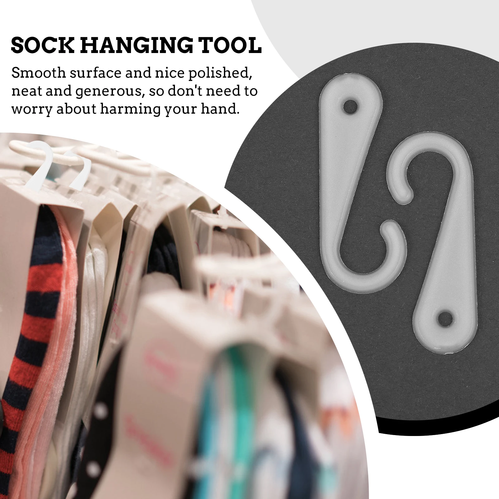 

500pcs Sock Hooks High Quality Plastic Space Saving Hangers White Smooth J Shelves Hanging Tool Household Storage