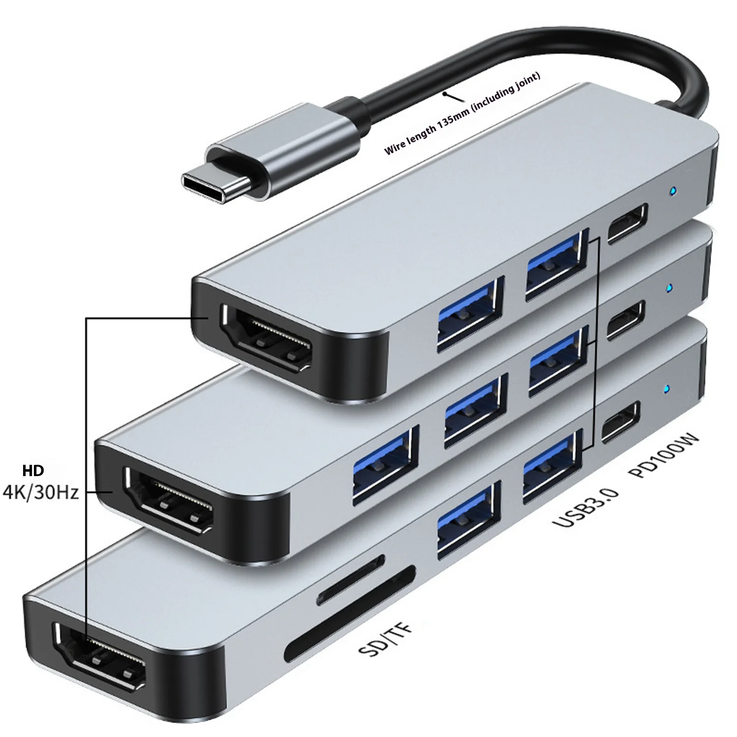 

USB C-концентратор типа C, разветвитель Thunderbolt 3, док-станция, адаптер для ноутбука с Macbook Air M1, iPad Pro
