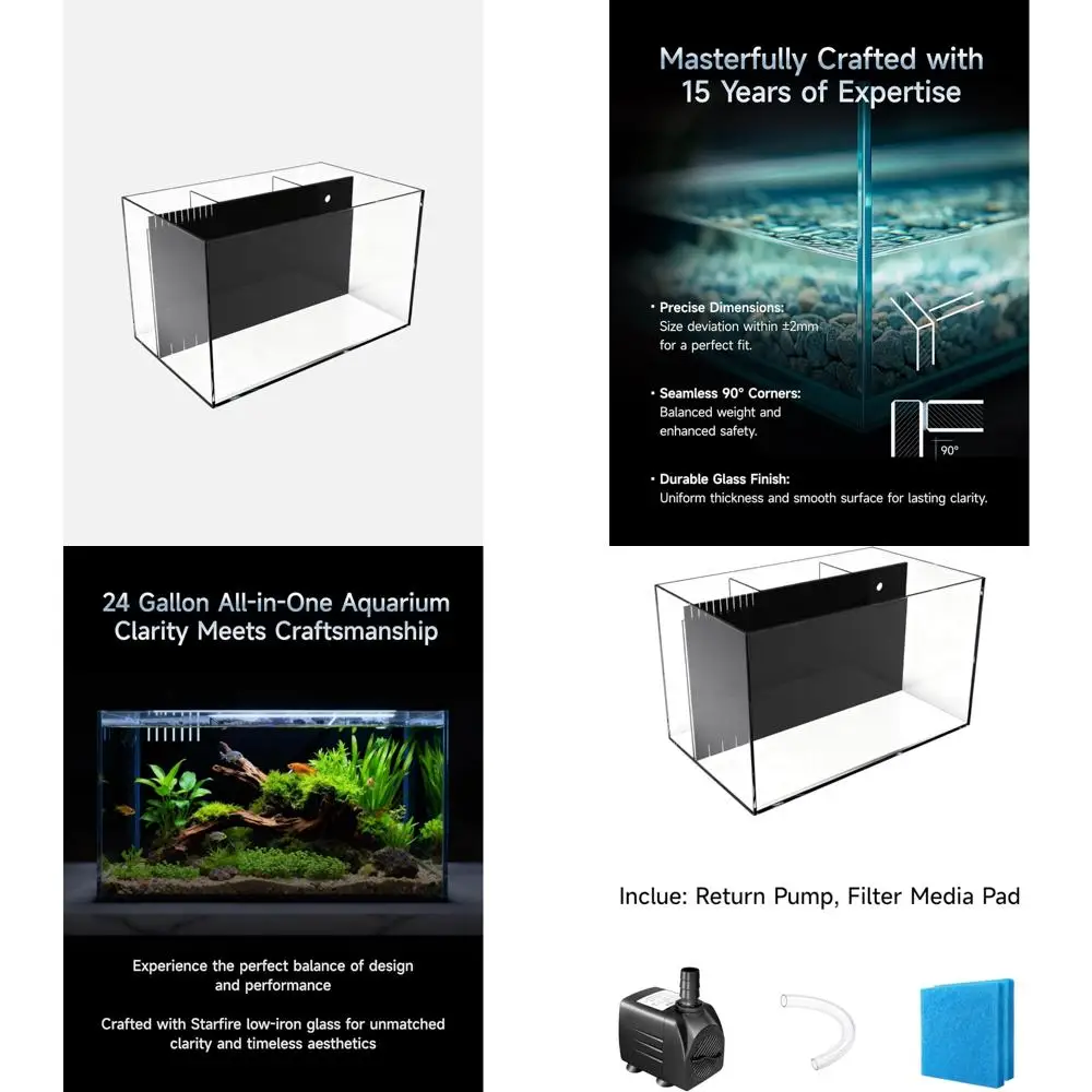 

24-Gallon Comprehensive Aquarium with Starfire Glass and Integrated Return Pump, Ready for Water