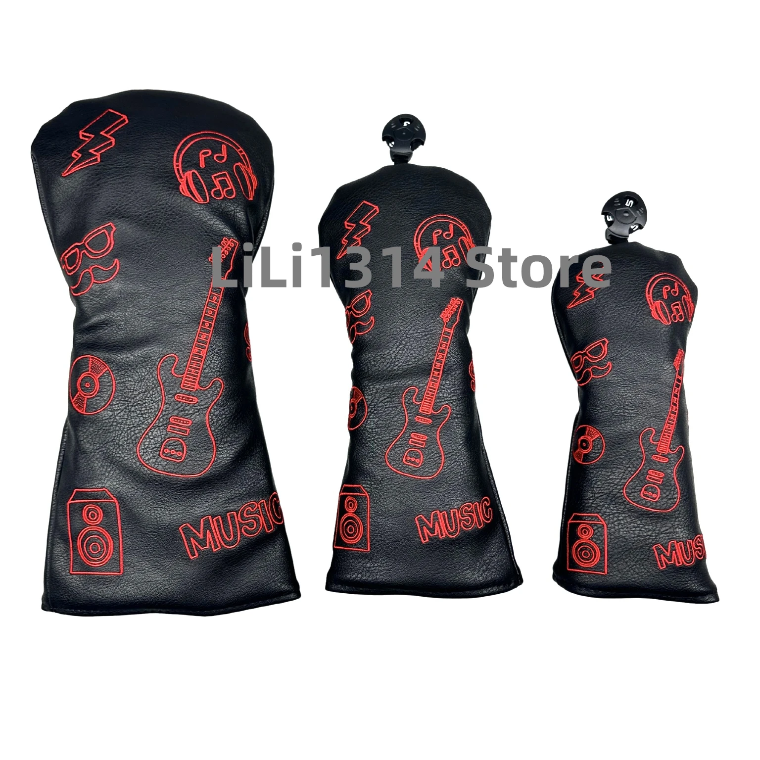 Golf Musical instrument pattern Head cover Driver Head Covers Fairway Wood Head Cover Hybrid Head Covers Putter Cover Pu Leather