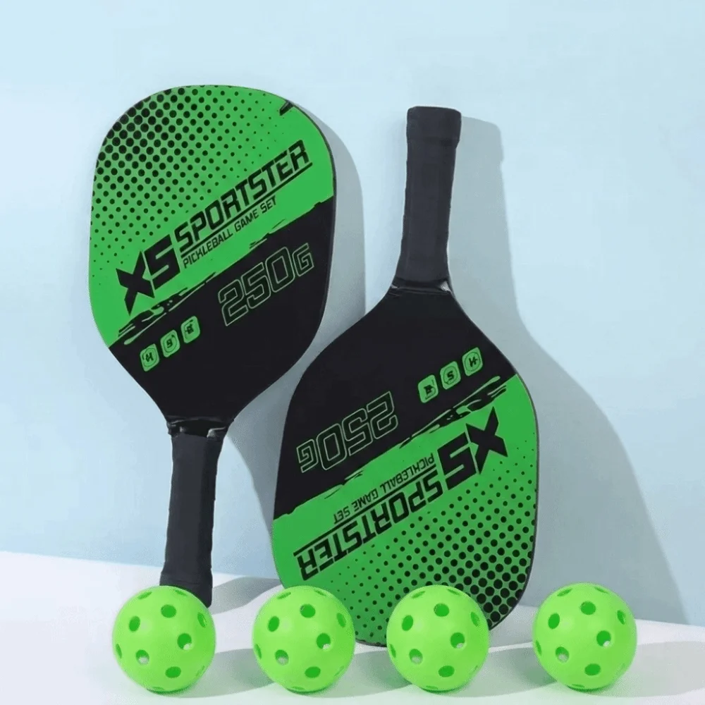 Wooden Pickleball Paddles Set 4pcs Pickleball Balls Professional Paddle Racquets Set 2-Player Set Beginner Pickle Ball Equipment