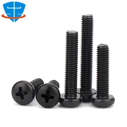 DIN7985 M1.6 M2 M2.5 M3 M3.5 M4 M5 M6 M8 Black 304 Stainless Steel Round Pan Head Phillips Machine Screw Button Head Cross Bolt