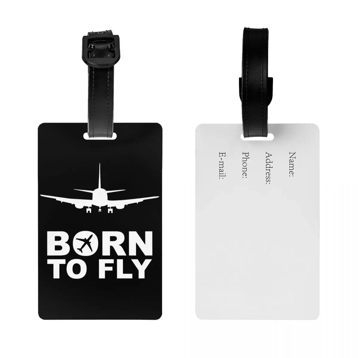 Born To Fly Flight Pilot Luggage Tag Aviation Airplane Aviator Gift Suitcase Baggage Privacy Cover ID Label