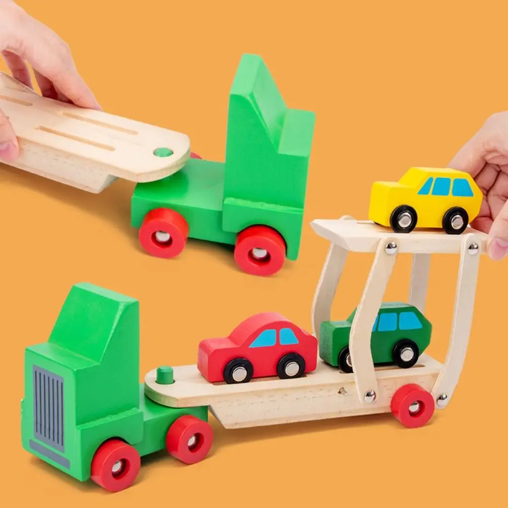 Building Blocks Wooden Passenger Plane Set Simulation Aircraft Commander Double Layer Car Model Interactive Trailer