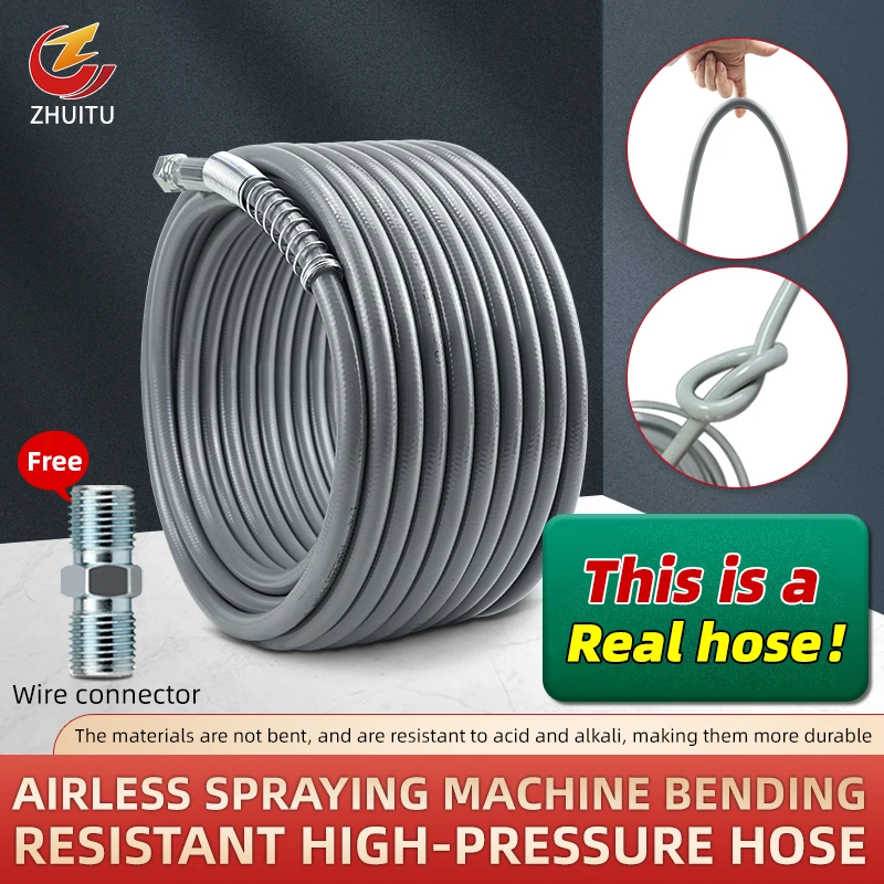 10/13/15M  High Pressure Airless Paint Spray Hose Tube 5000psi For Sprayer Gun with Adapter Universal Flexible Fiber Tube