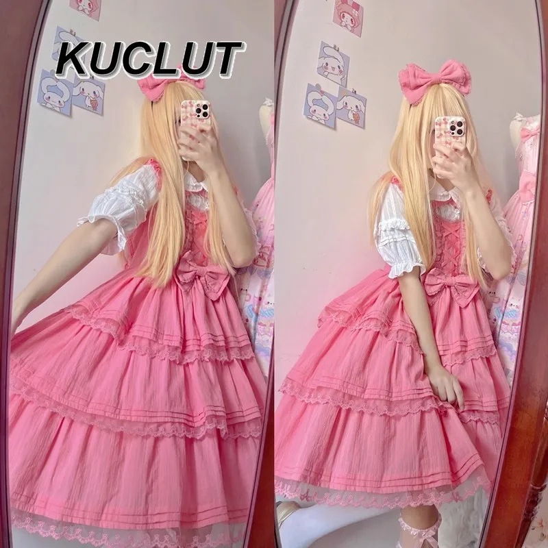 Moda uma linha curto casual vestidos curtos para mulheres bonito e doce menina design original lolita estilo verão cinta jsk vestido