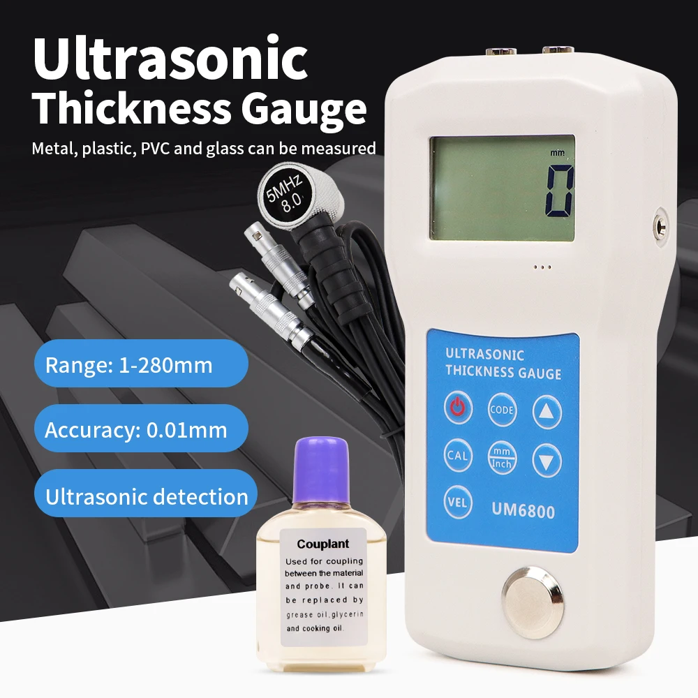 

UM6800 Digital Ultrasonic Thickness Gauge 1-280 mm High Precision Probe Thickness Gauge for Metals/Plastics/Ceramics/Glass