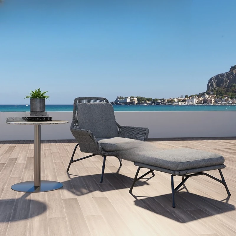 

Rattan chair coffee table combination lazy three-piece Internet celebrity leisure single sofa
