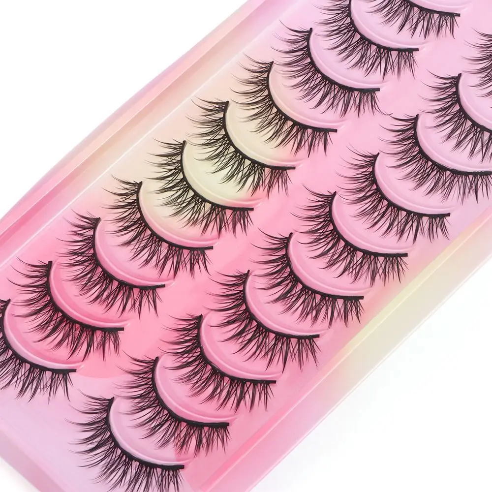 Beauty 3D Silk Fiber False Eyelashes Thick Cross Messy Eye Extension Tools Handmade Natural Makeup Voluminous Lashes