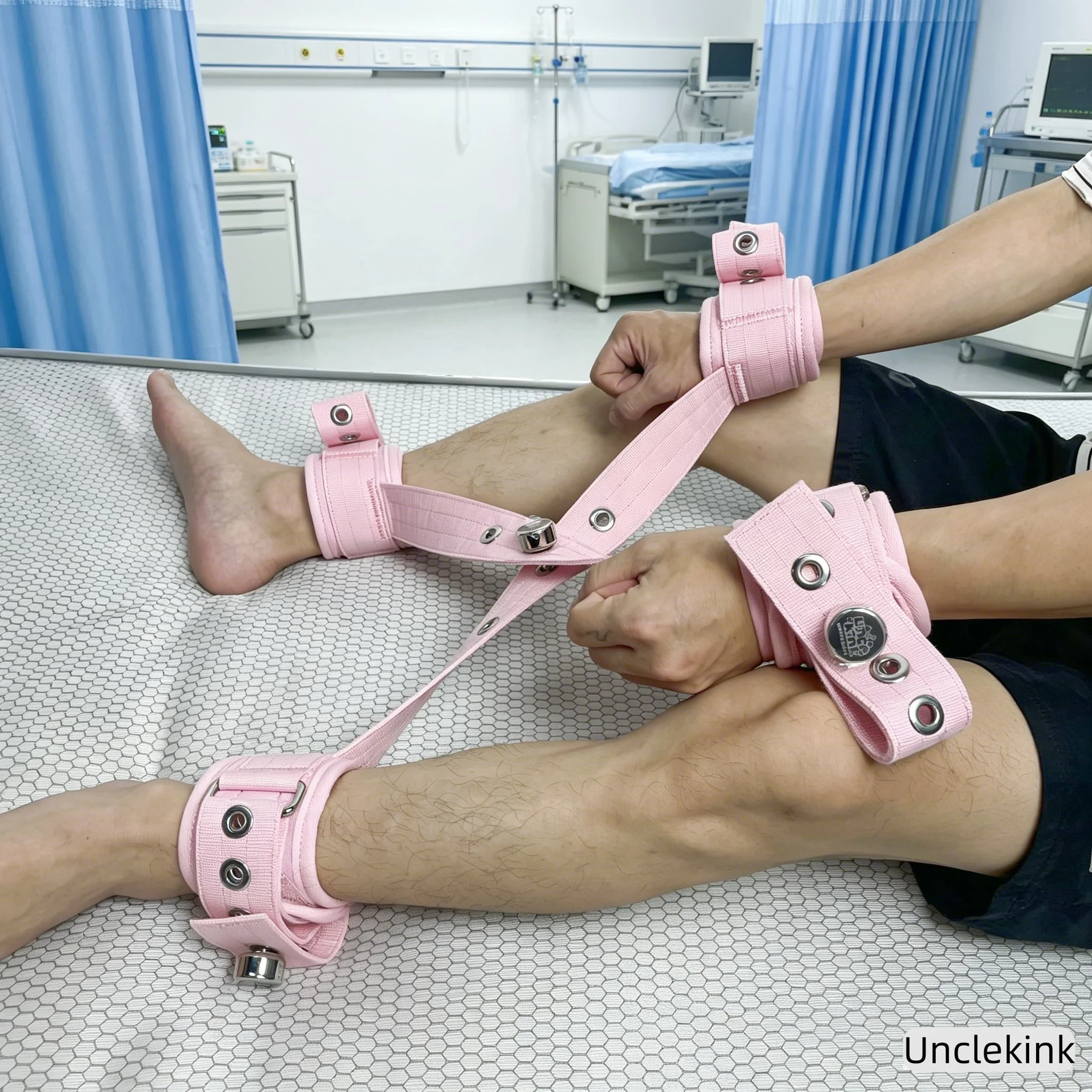Pink Soft Cotton Medical Restraint Strap, Bed‑ridden Patient Hand & Foot Fixed Belt, Anti‑agitation Limb Immobilization Band