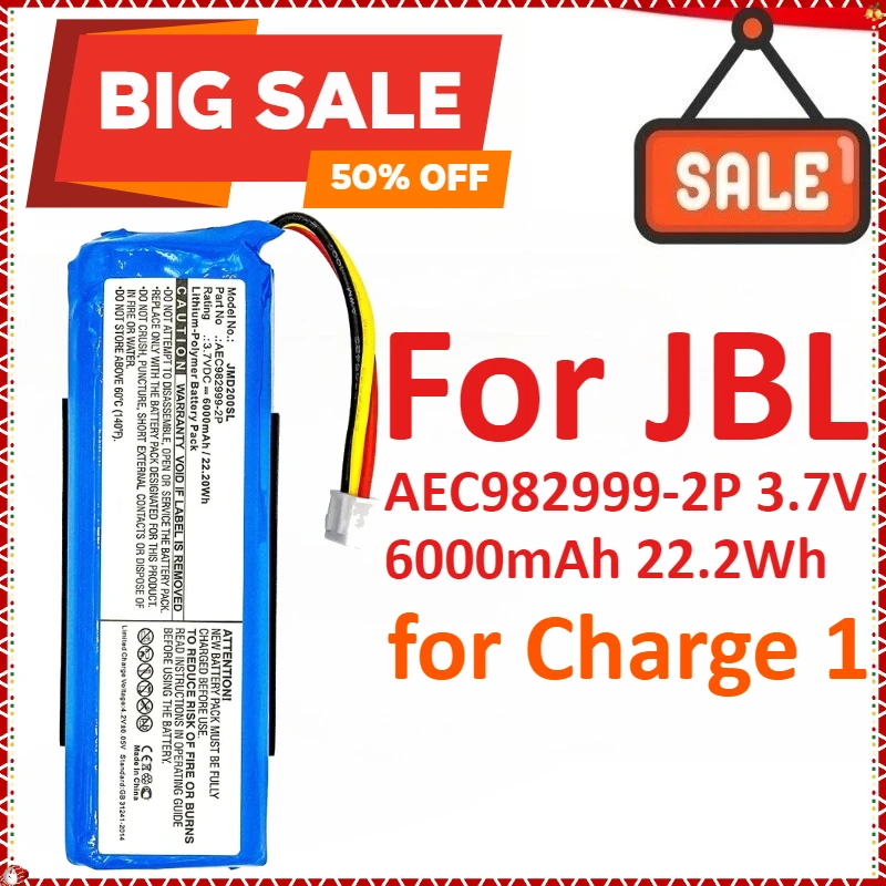 

New AEC982999-2P 3.7V 6000mAh 22.2Wh Replacement Wireless Bluetooth Speaker Battery For JBL Charge 1 High Quality