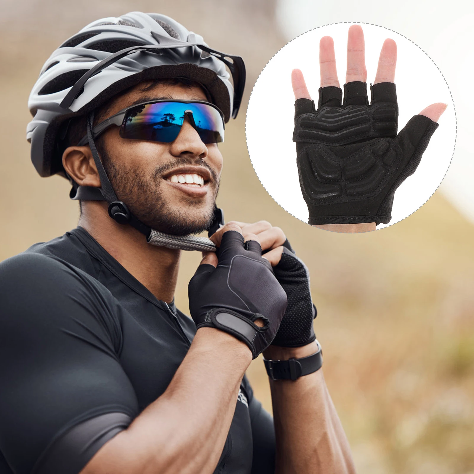 1Pair Unisex Cycling Gloves Breathable Half Finger Gloves Shockproof Sweat Absorbing for Driving Jogging Biking Outdoor