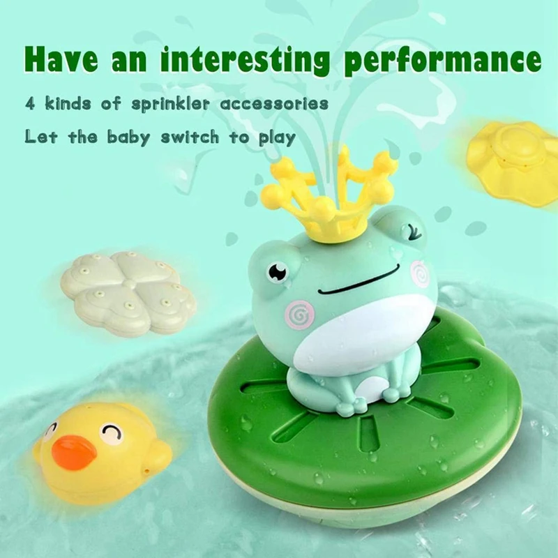 Baby Bath Toys Electric Spray Water Floating Rotation Green Forg Sprinkler Toy Shower Game For Children Kid Bathroom