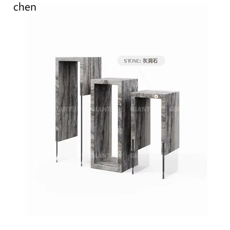 flower stand entrance setting table transparent shelf living room hotel floor-to-ceiling natural marble
