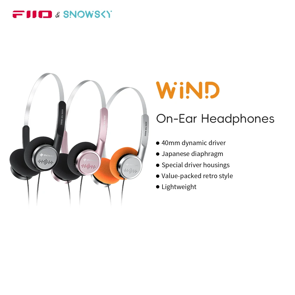 Snowsky/FiiO Wind 3.5mm ON-Ear Headphones for Recording Gaming with Microphone, 40mm Diaphragms driver,HiFi Sound