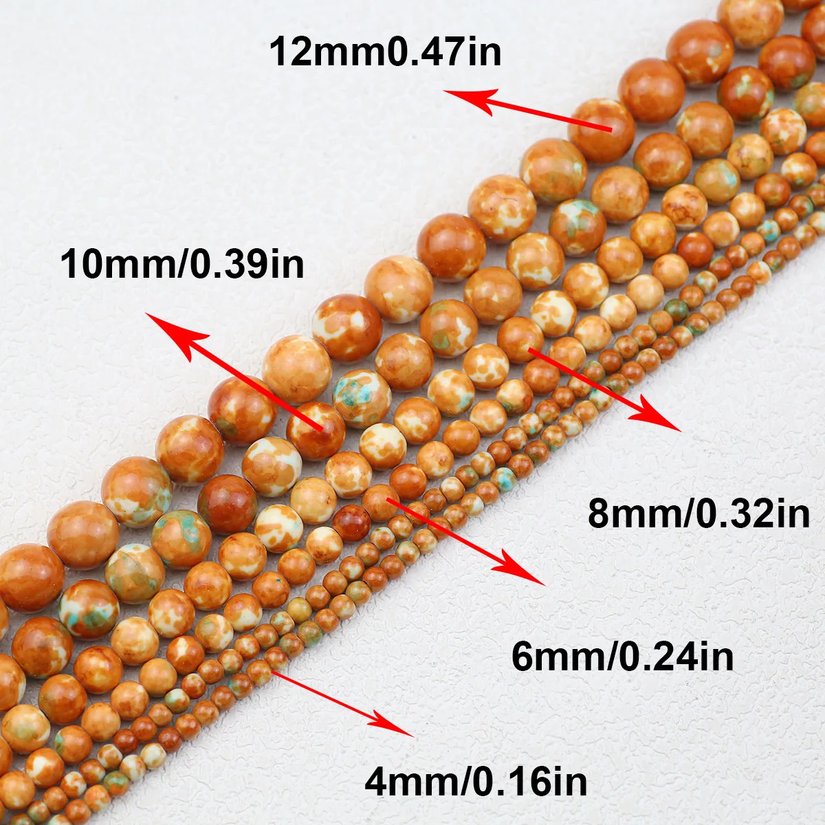 4-12mm 16pcs Stones half strand Yucai Stone Orange White Spacer Loose Beads For Jewelry Making DIY Bracelets Necklace Accessorie