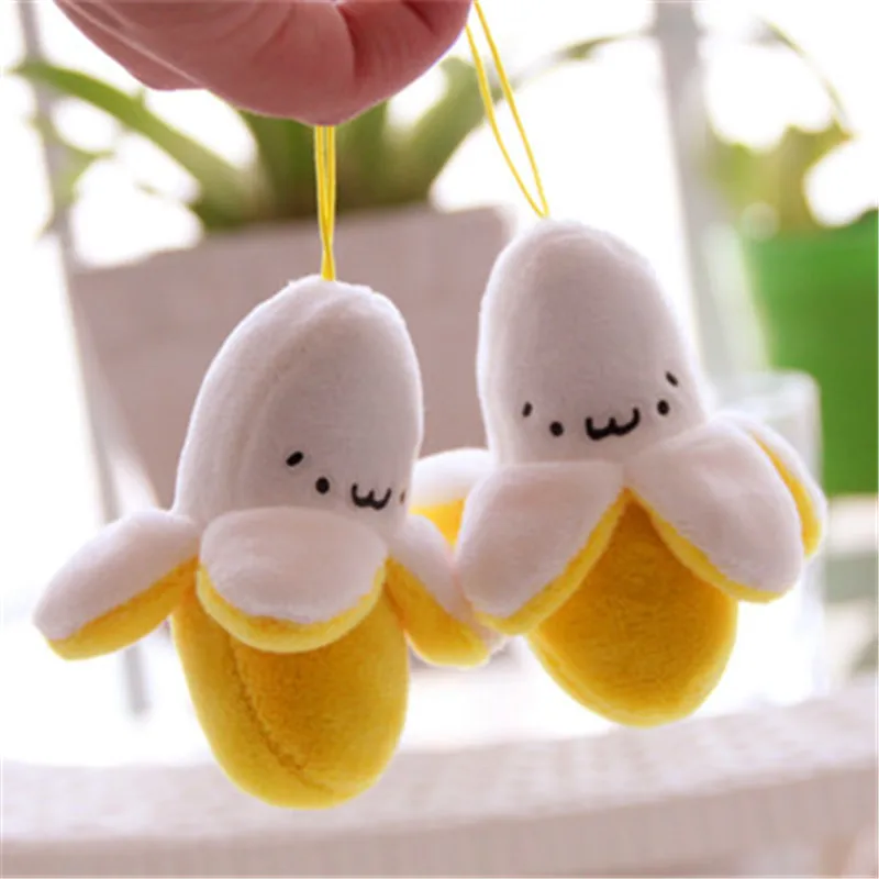 1Pcs Kid Super Cute Banana 8CM Kawaii Stuffed Doll Mini Key Hook Pendant Plush Toy