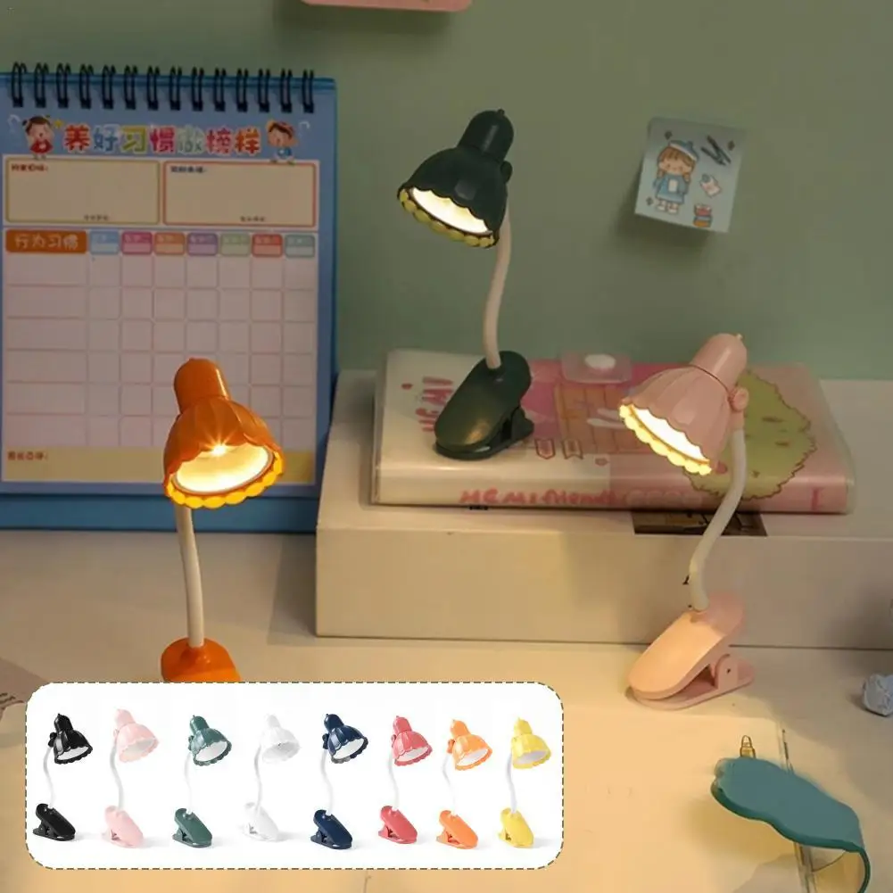 LED Eye Protection Book Night Light Mini Clip-On Study Desk Lamp Battery Powered Flexible For Travel Bedroom Reading