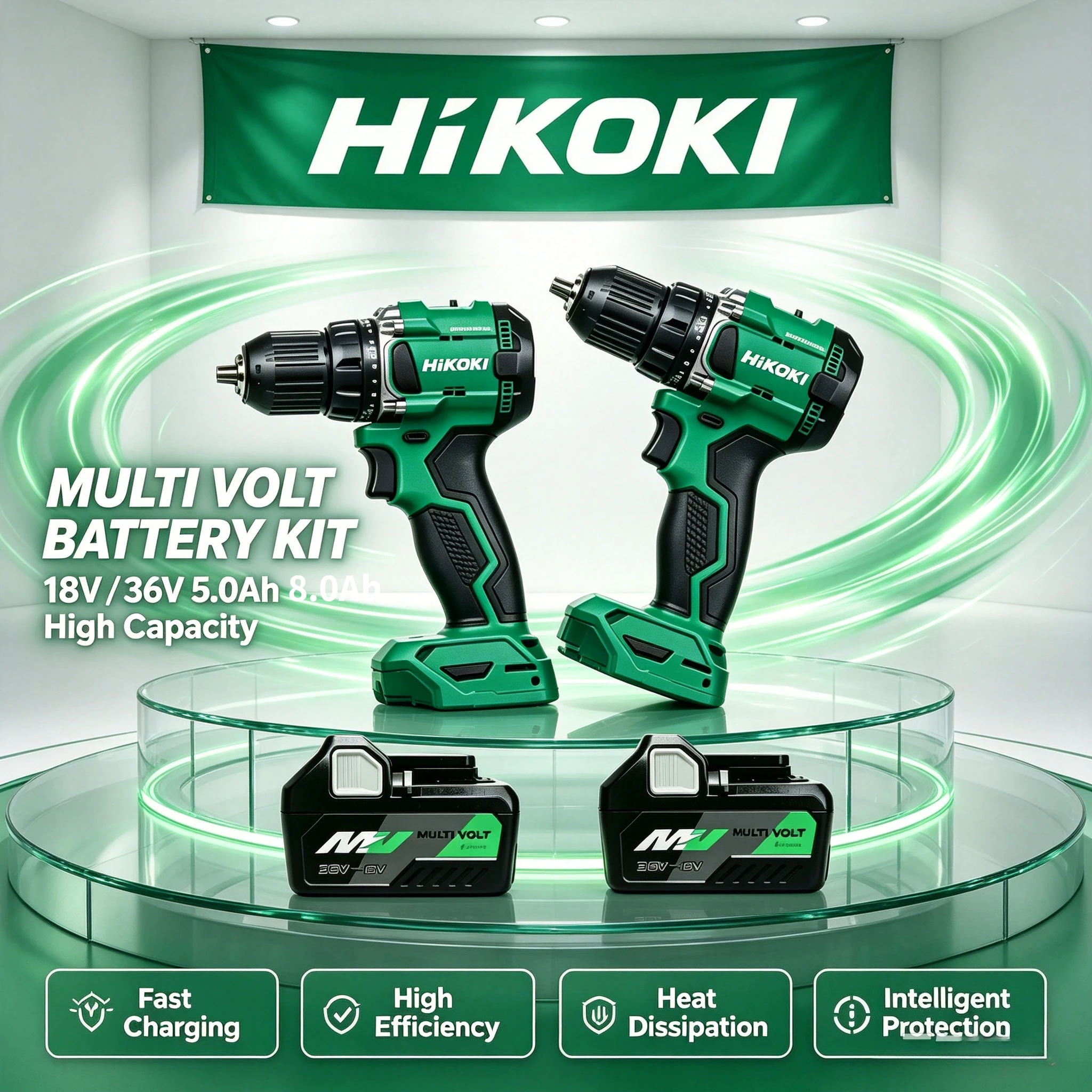 HiKOKI Cordless Drill,Comes with Multivolt 18V/36V Battery Pack,High‑Performance Brushless Motor Delivers Powerful DrillingForce
