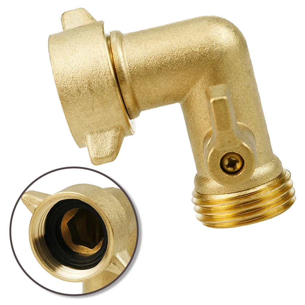 90 Degree Brass Elbow Shut Off Valve For Garden Hose Irrigation System Outdoor Watering Connector Fittings