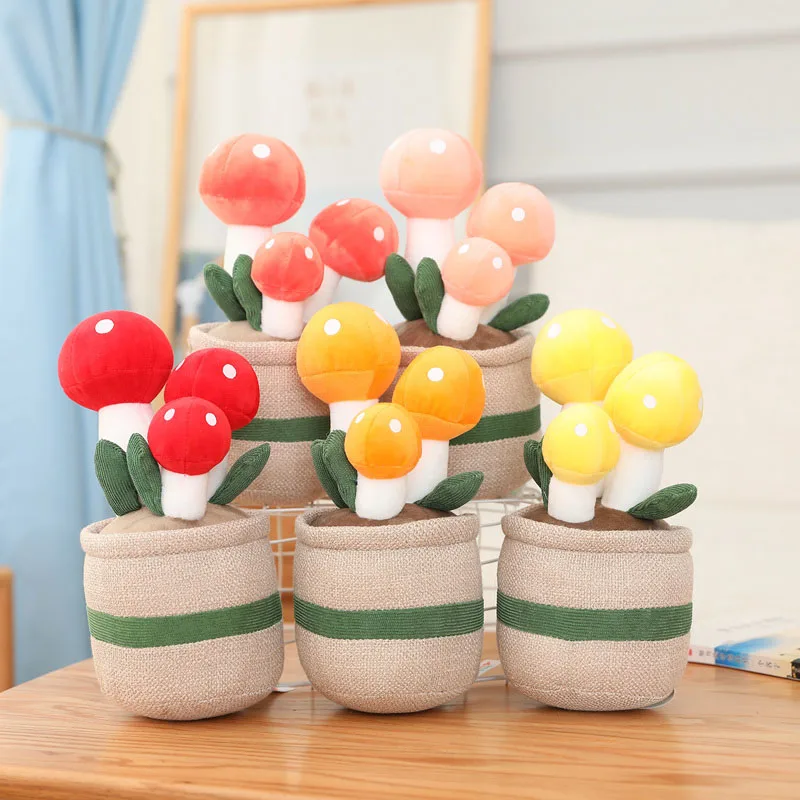 Simulazione Vaso di fiori Peluche Farcito Morbido Tulipano Fungo succulente Harebell Rosa Annouro Pianta con gambe Decorazione viso sorridente