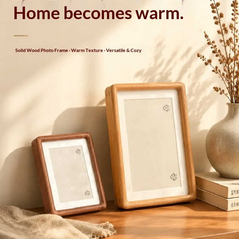 Solid Wood Picture Frame Rounded Corner Empty Photo Frame, Tabletop Mount for Calligraphy DIY Painting Photo Home Decor