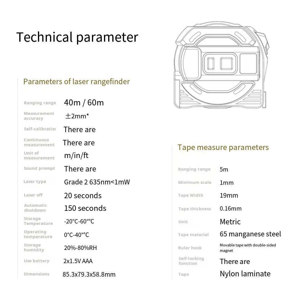 Electronic Steel Tape Measure With Data Display And Automatic Locking Function Front And Rear