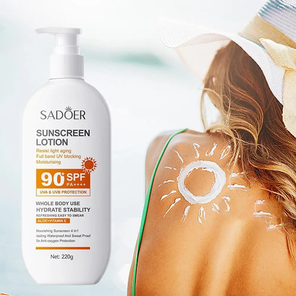 220g Sunscreen Cream SPF 90+ UV Blocking Moisturizing For Sports Active Sunblock Anti Oxidant Isolation Cream Skin Care